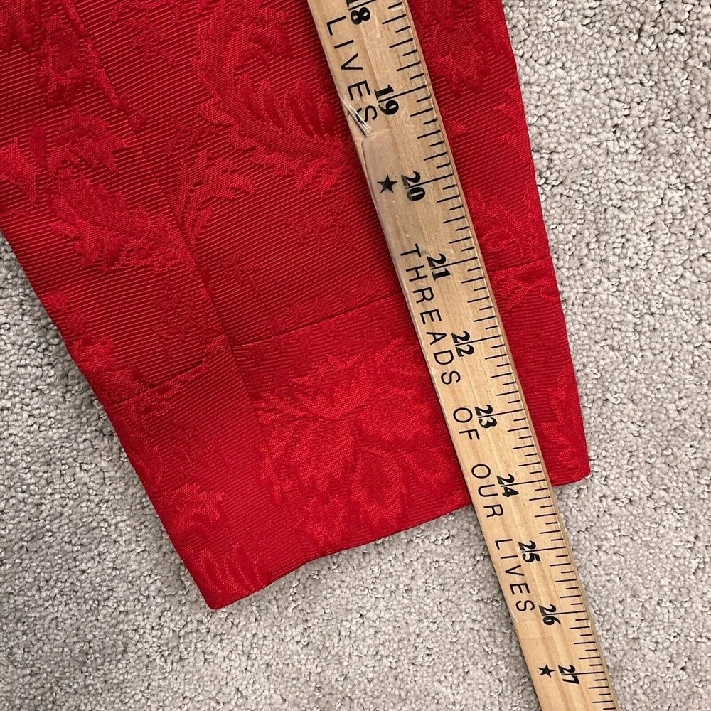 Talbots Jacket Women L Red Jacquard‎ Floral Double Breasted Button Party Formal